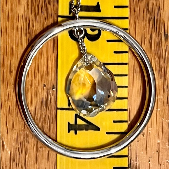 Swarovski Silver Teardrop Crystal Pendant in Circle Halo Sparkle Gift Minimalist - Picture 8 of 16